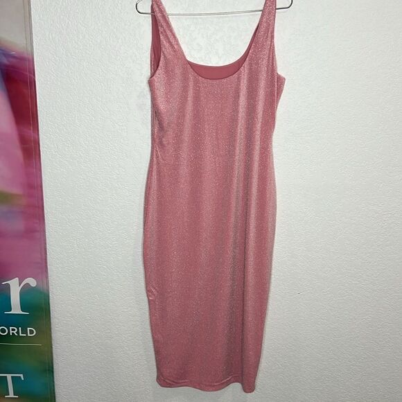 New Naked Wardrobe Metallic Hourglass
Midi Dress In Pink 2X - Picture 7 of 15